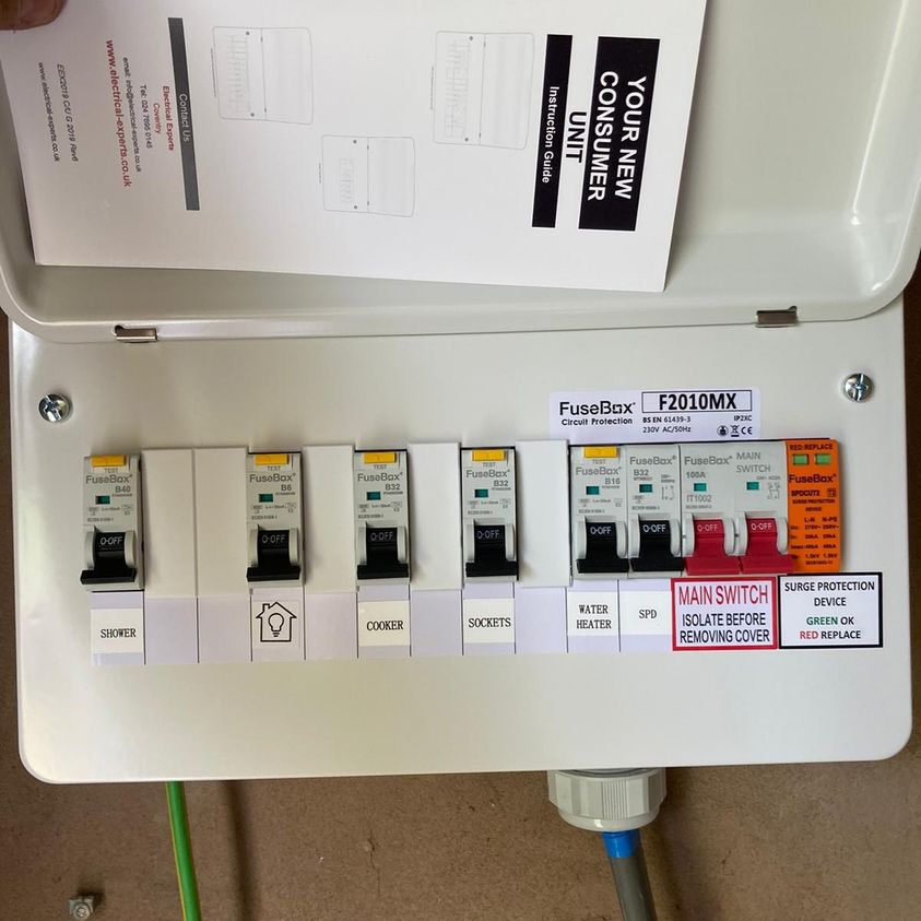 Consumer unit upgrade with SPD by Electrical Experts Coventry