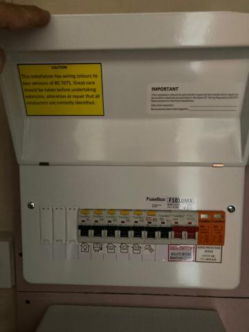 Newly fitted 18th Edition Consumer Unit We Installed